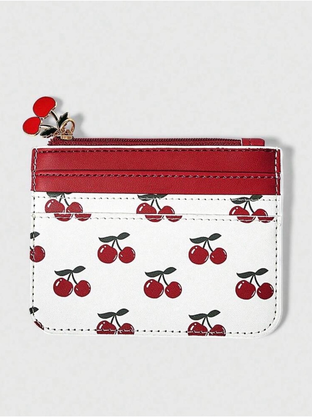 ROMWE Cherry Print Cardholder with Red Trim